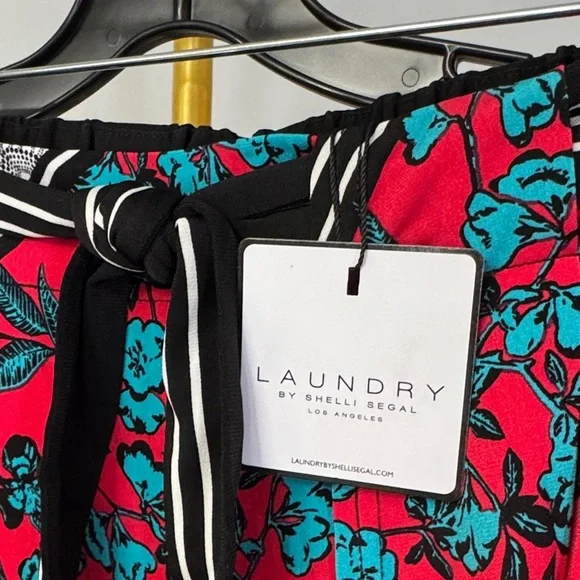 Laundry By Shelli Segal Boho Red and Black Patterned High Low Skirt NWT L - Picture 2 of 11